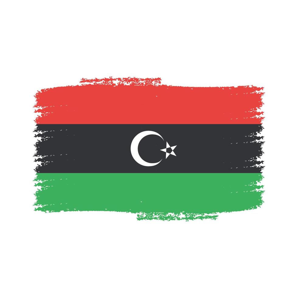 Libya flag vector with watercolor brush style