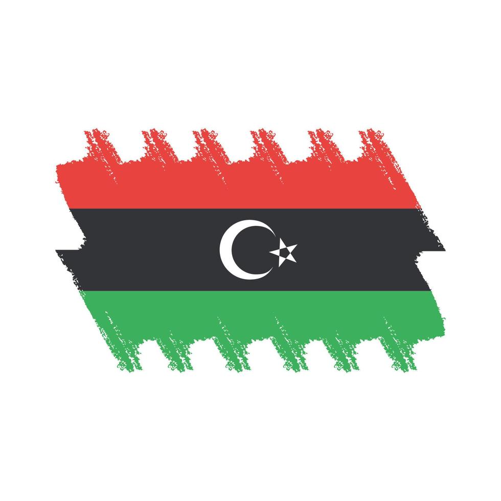 Libya flag vector with watercolor brush style