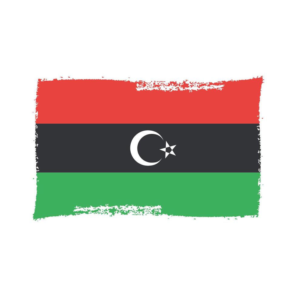 Libya flag vector with watercolor brush style