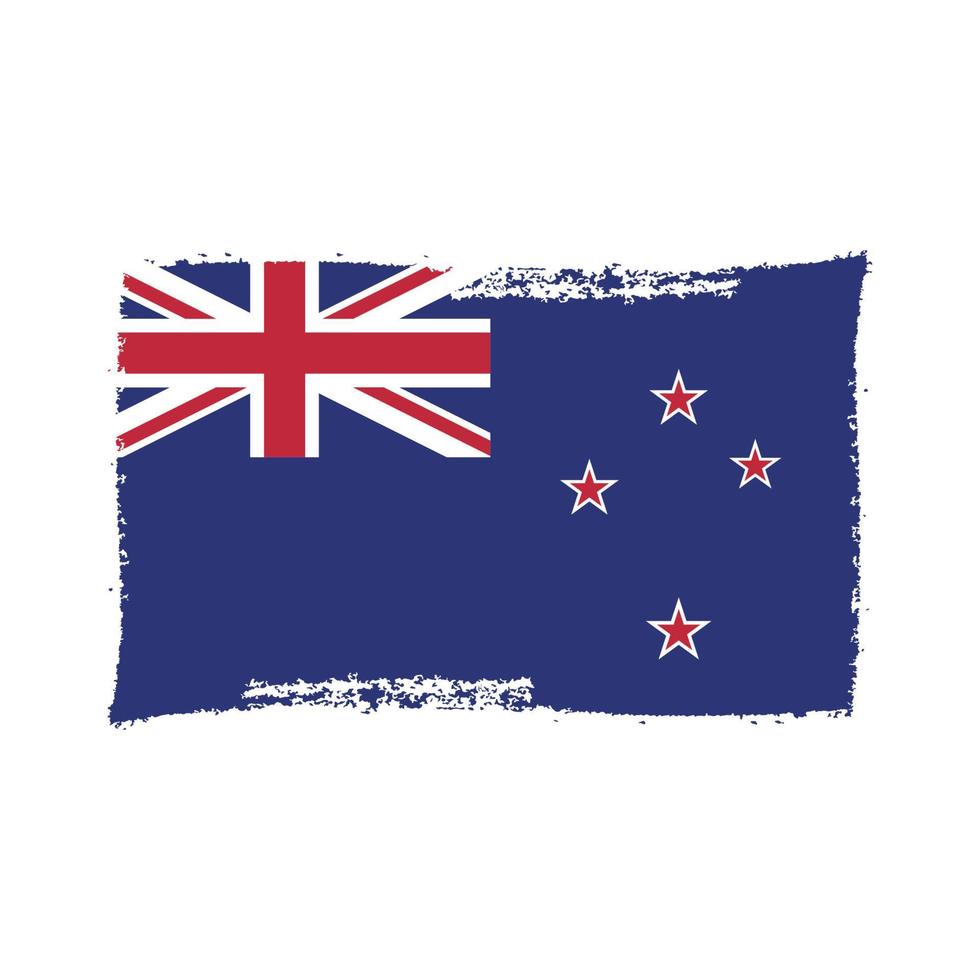 New Zealand flag vector with watercolor brush style