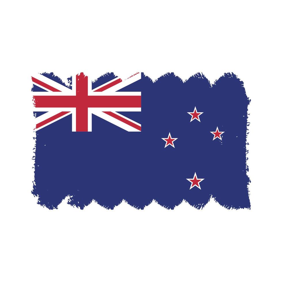 New Zealand flag vector with watercolor brush style