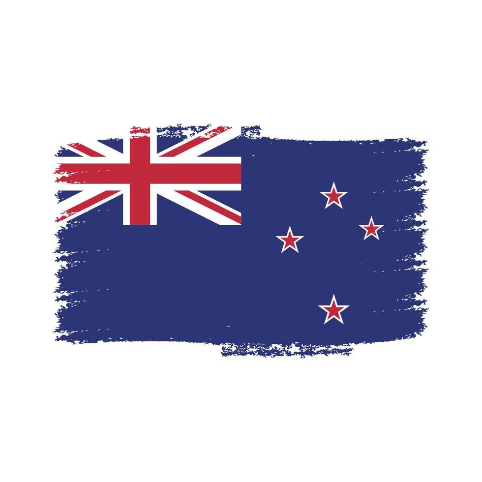 New Zealand flag vector with watercolor brush style