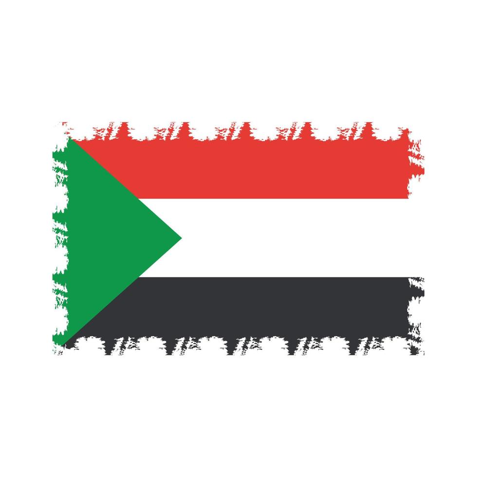 Sudan flag vector with watercolor brush style