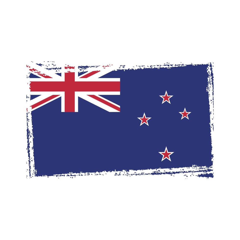 New Zealand flag vector with watercolor brush style