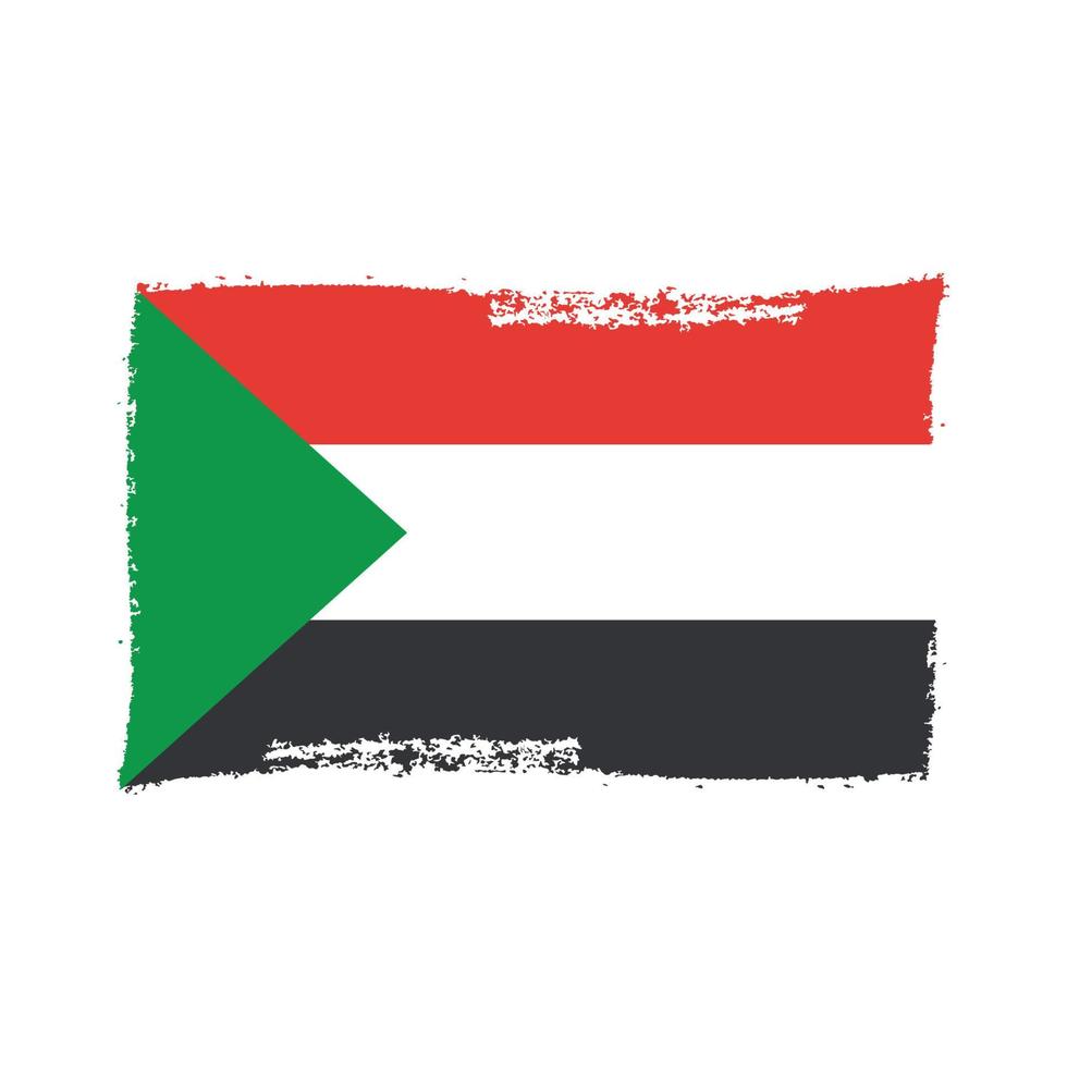 Sudan flag vector with watercolor brush style