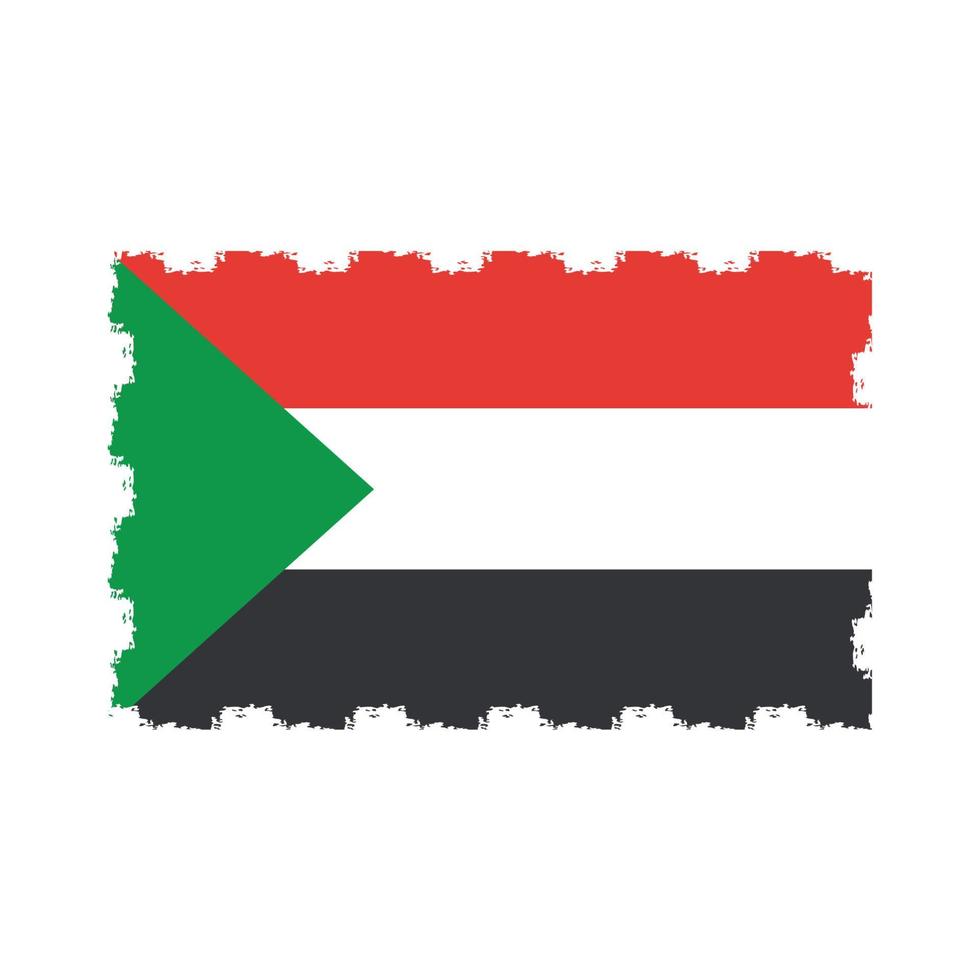 Sudan flag vector with watercolor brush style