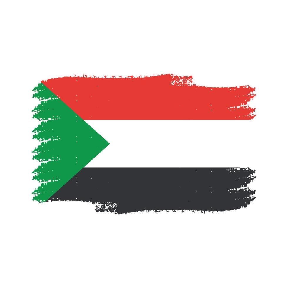 Sudan flag vector with watercolor brush style