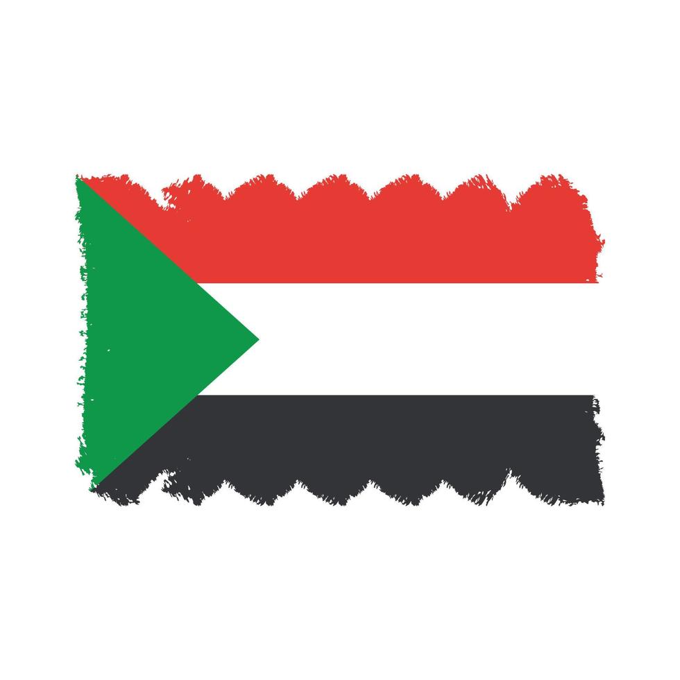 Sudan flag vector with watercolor brush style