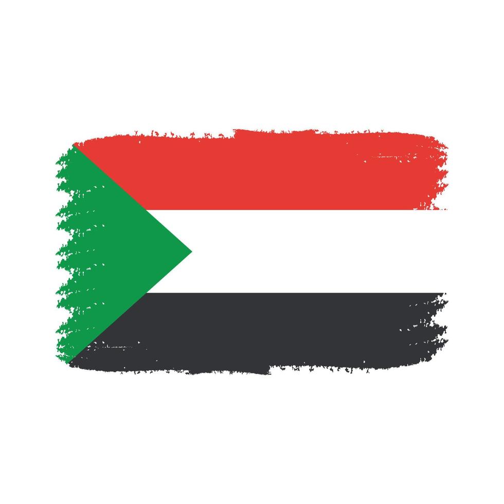 Sudan flag vector with watercolor brush style