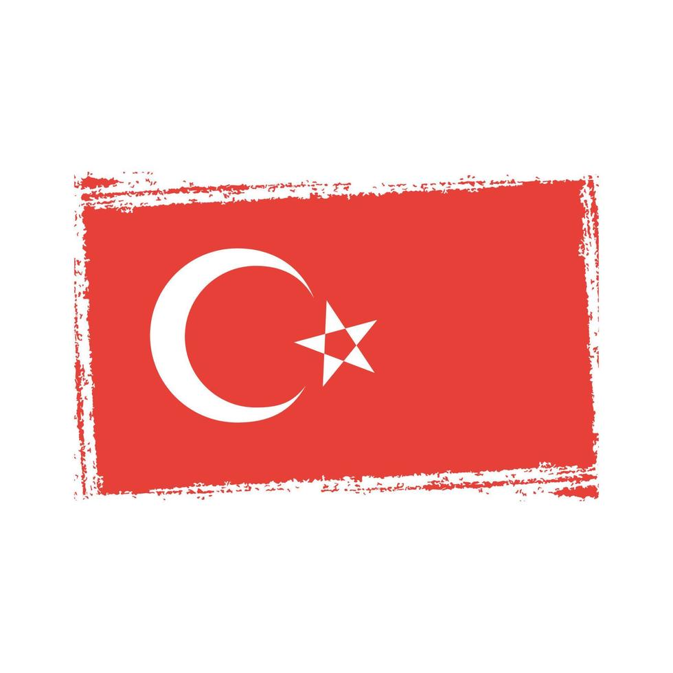 Turkey flag vector with watercolor brush style