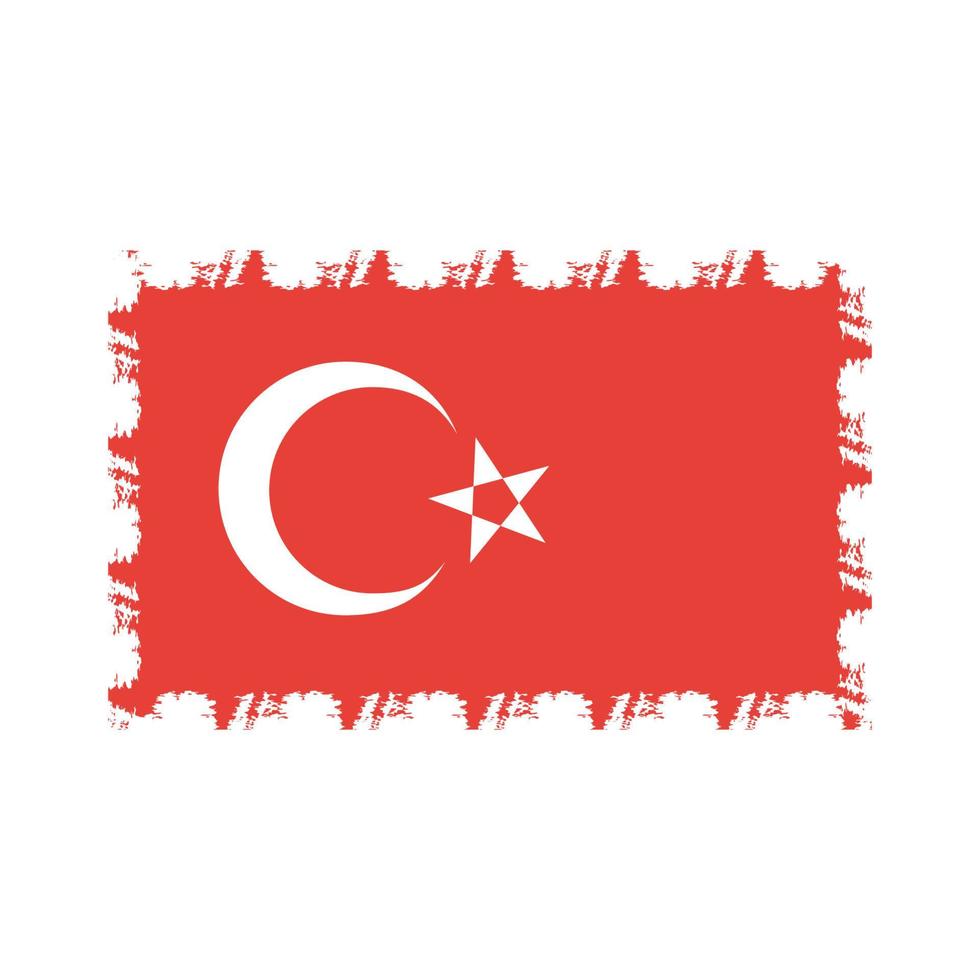 Turkey flag vector with watercolor brush style