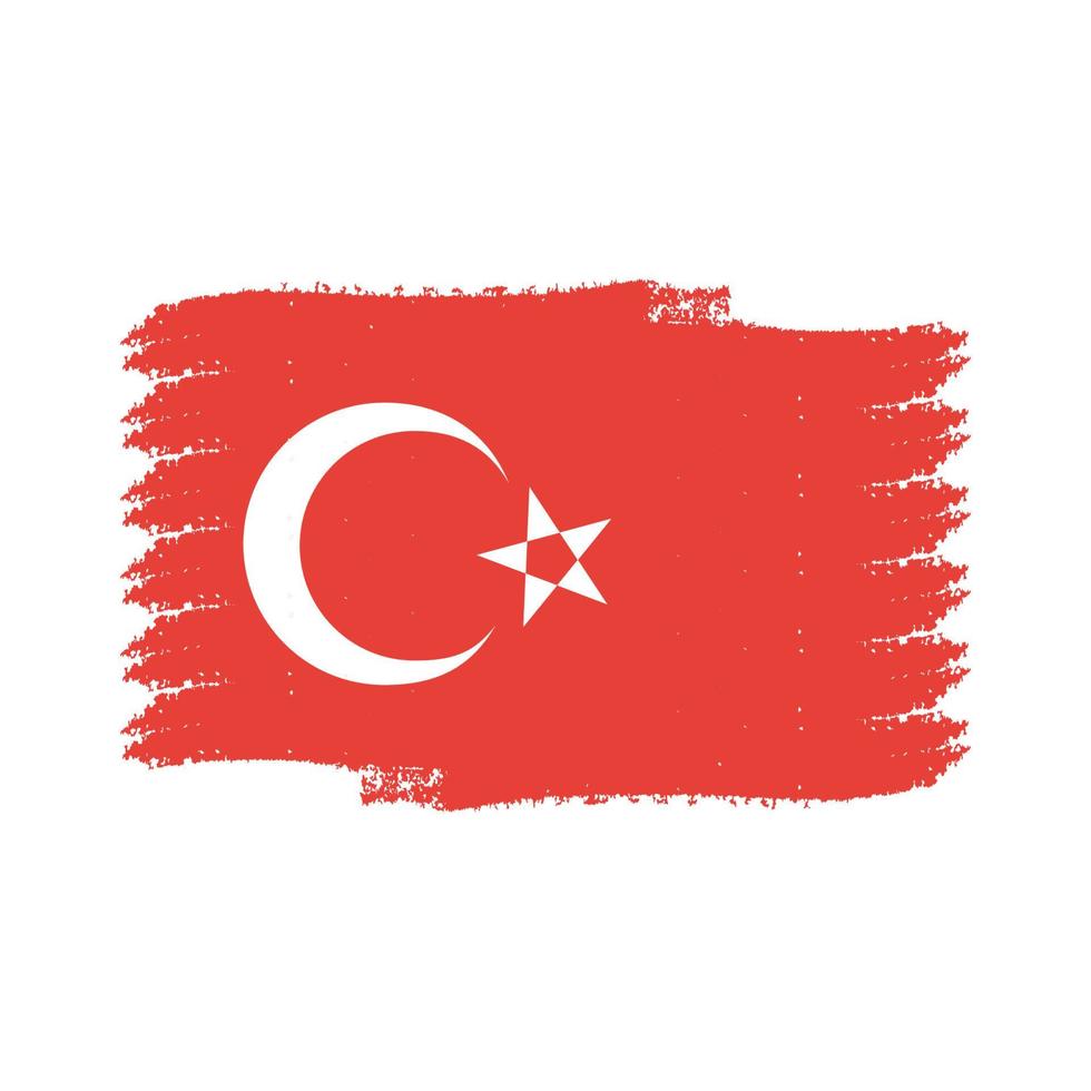 Turkey flag vector with watercolor brush style