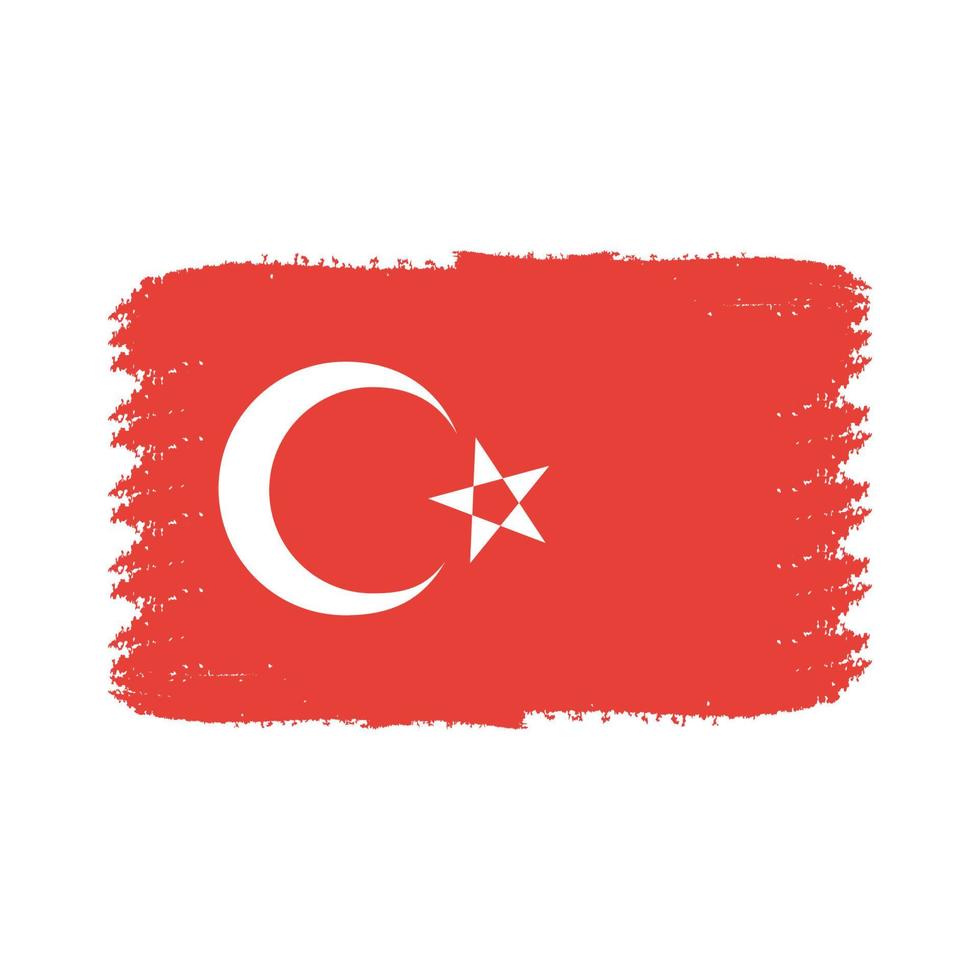 Turkey flag vector with watercolor brush style