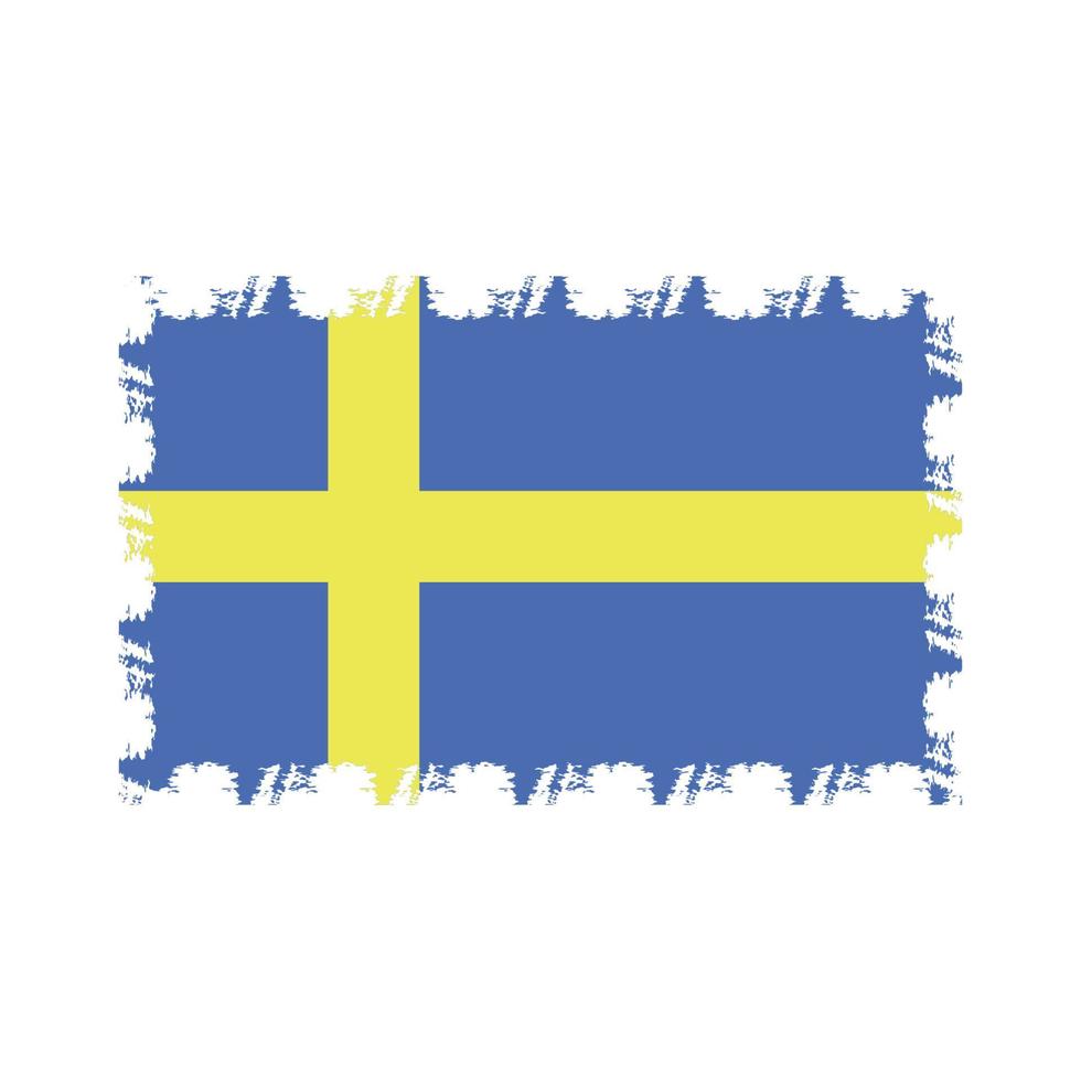 Sweden flag vector with watercolor brush style