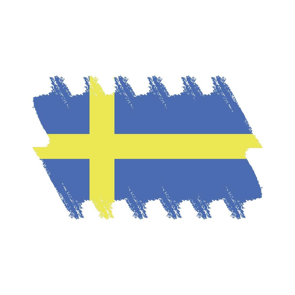 Sweden flag vector with watercolor brush style