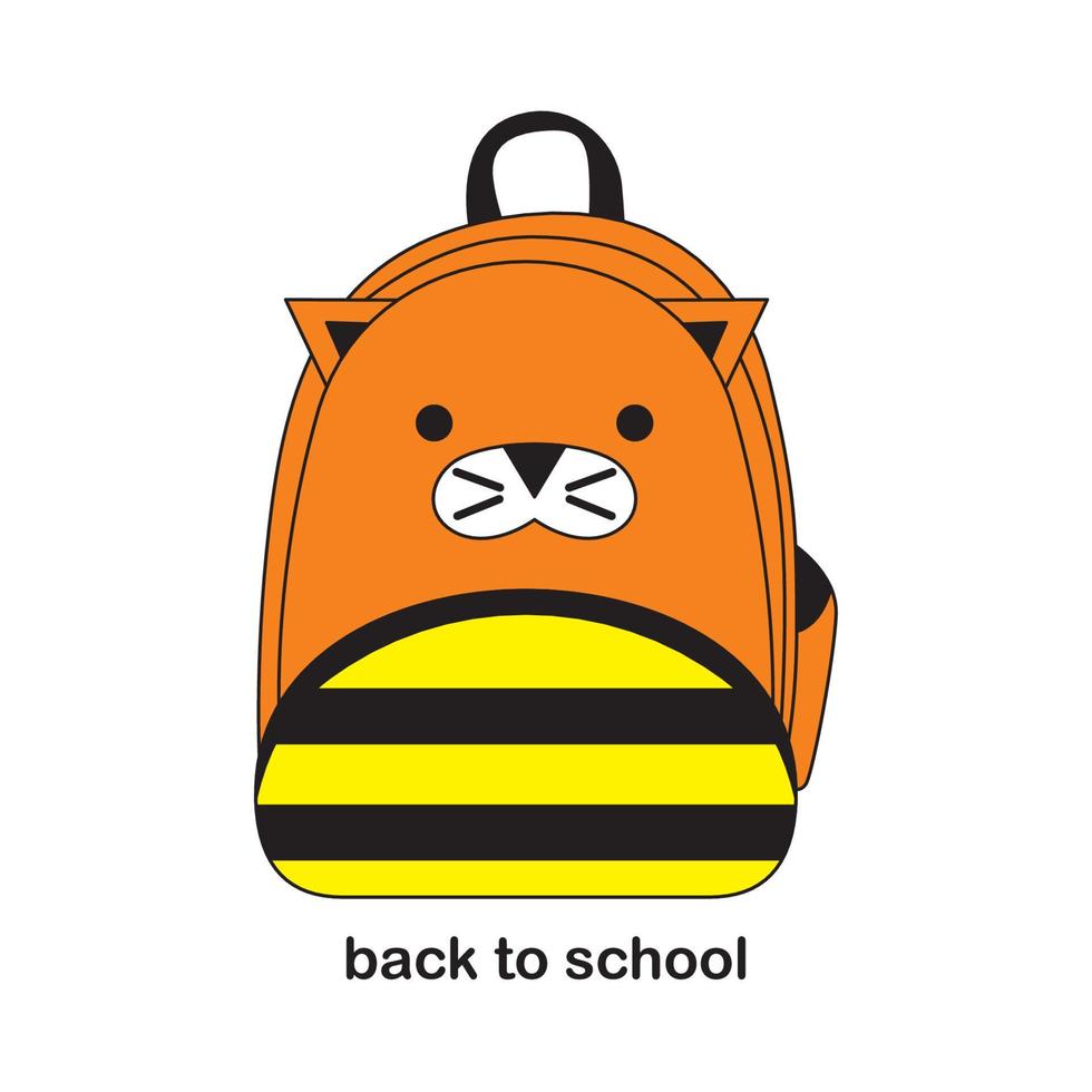 mochila animal para niños, temática de animales, regreso a la escuela, expresión facial linda y divertida vector