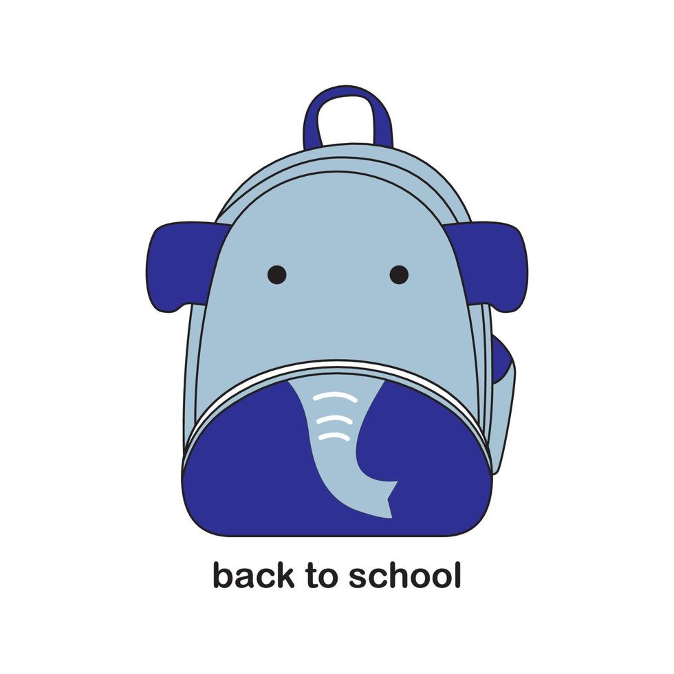 mochila animal para niños, temática de animales, regreso a la escuela, expresión facial linda y divertida vector