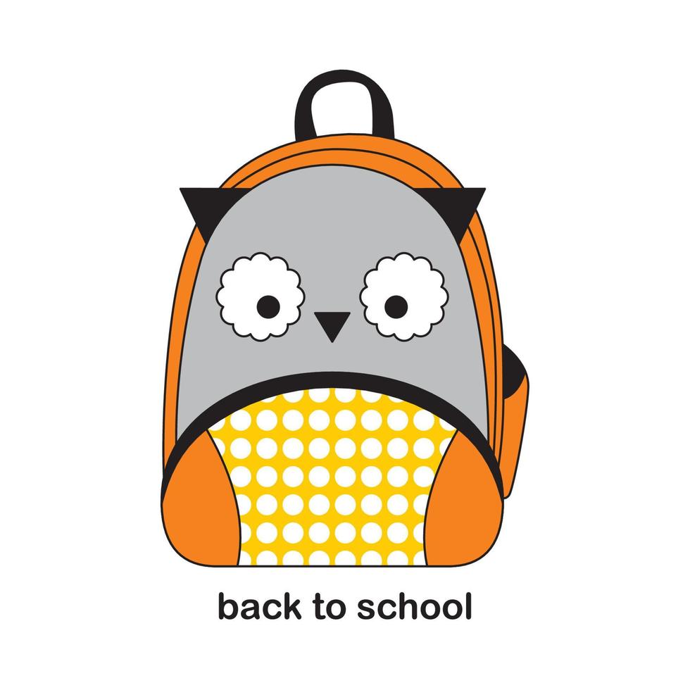 mochila animal para niños, temática de animales, regreso a la escuela, expresión facial linda y divertida vector