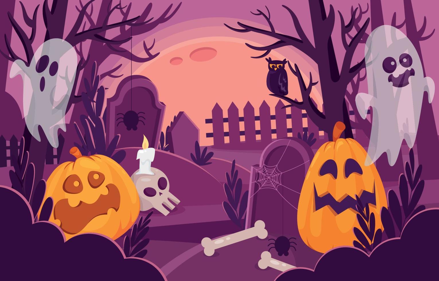 fondo de paisaje de noche de halloween vector