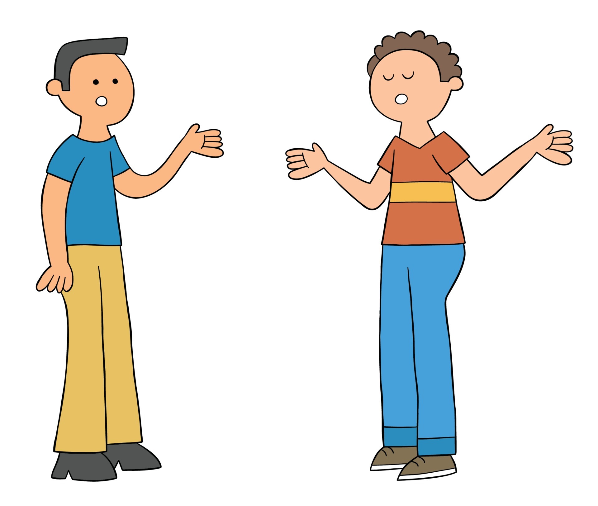 Cartoon two friends talking to each other, vector illustration 3692204  Vector Art at Vecteezy
