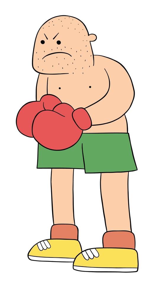 Cartoon big boxer man, vector illustration