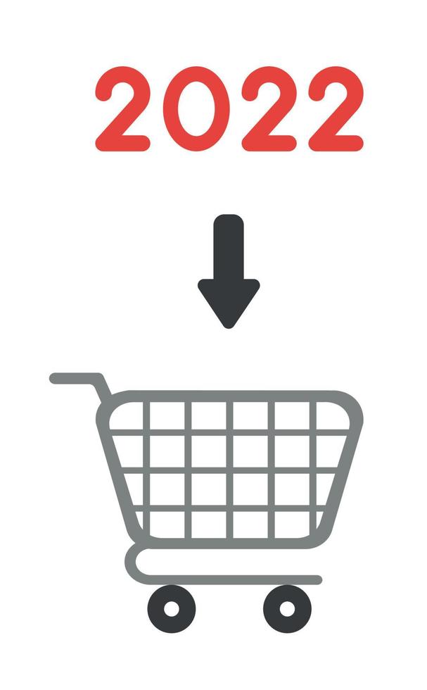 New year vector concept, 2022 into shopping cart