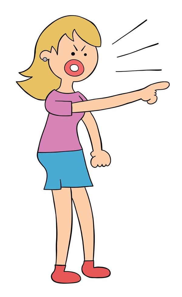 mujer de dibujos animados enojada y gritando, ilustración vectorial 3692265  Vector en Vecteezy