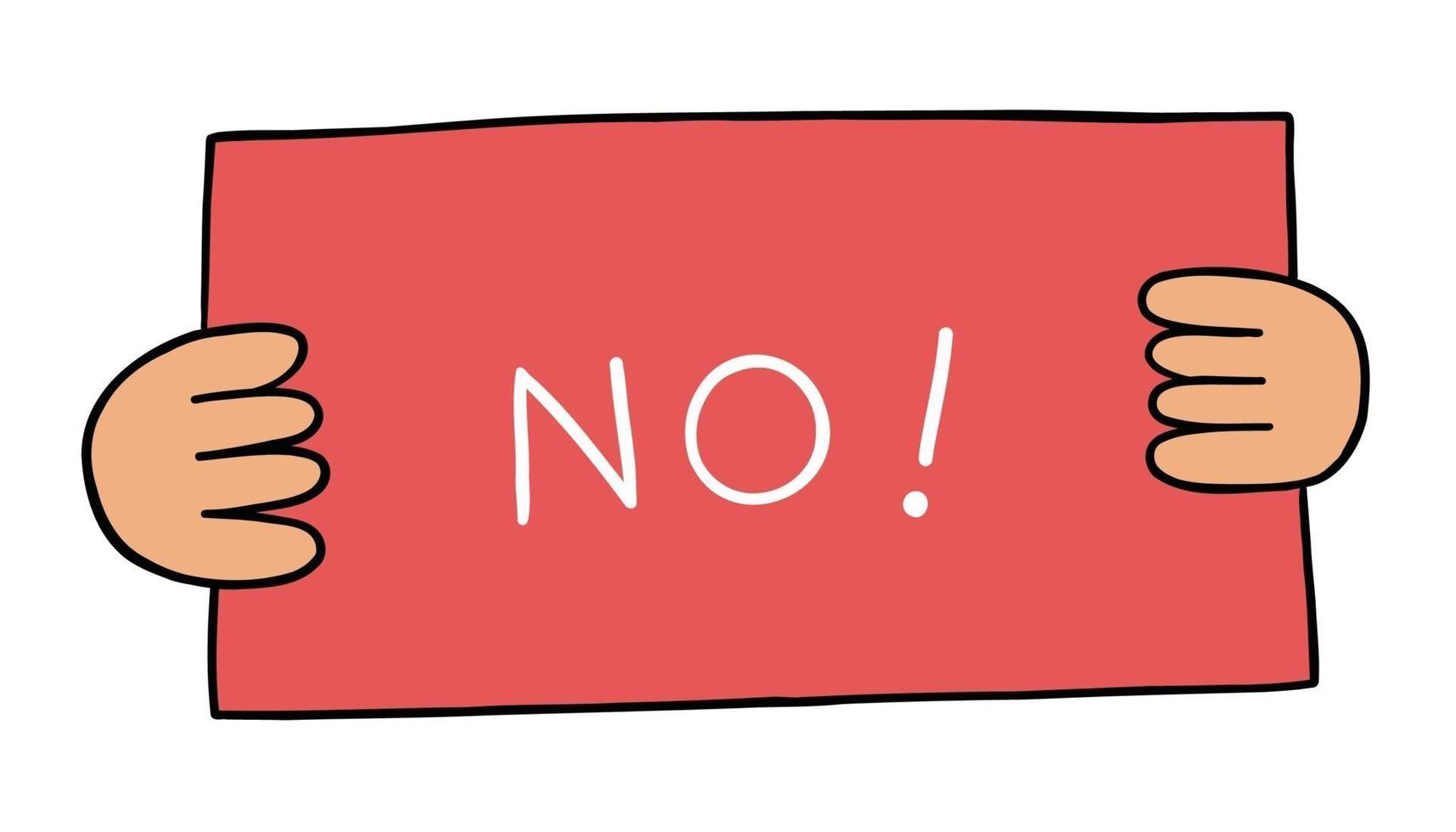 Cartoon holding no sign, vector illustration
