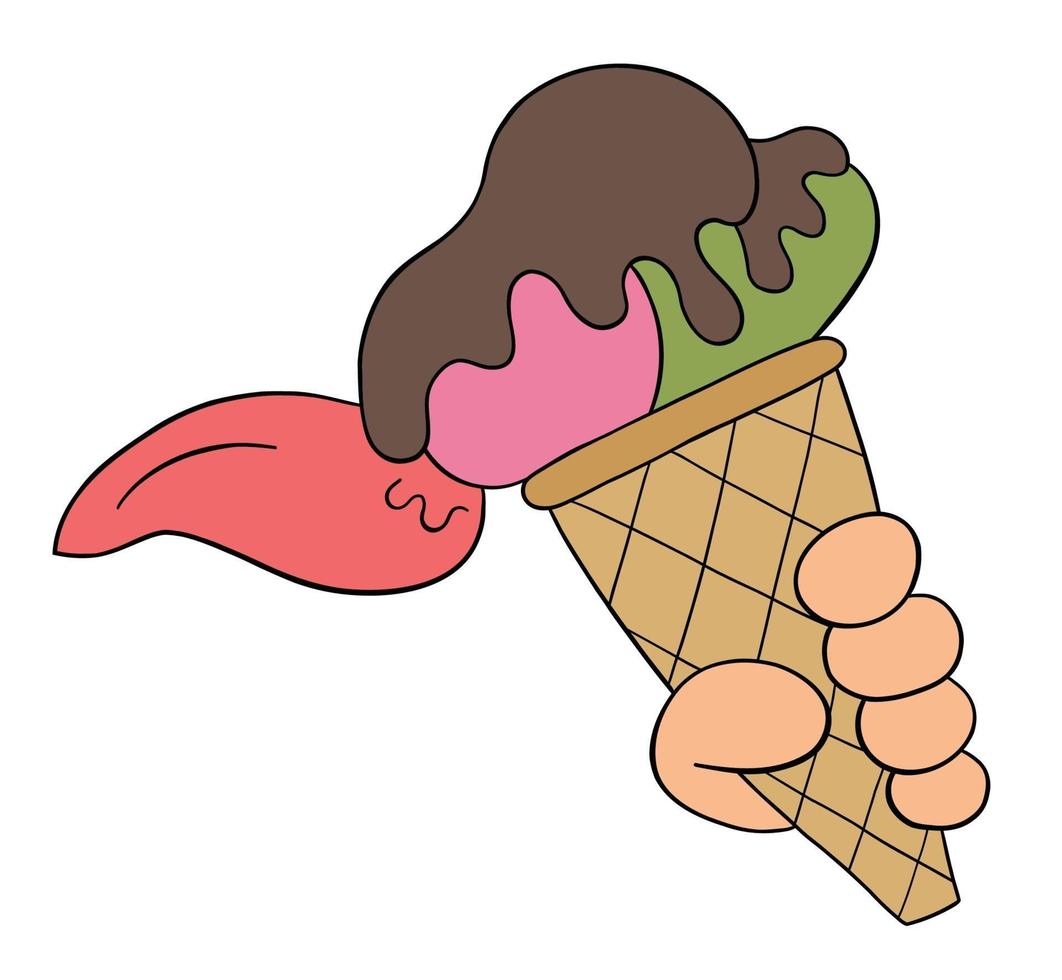 dibujos animados lamiendo helado, ilustración vectorial vector