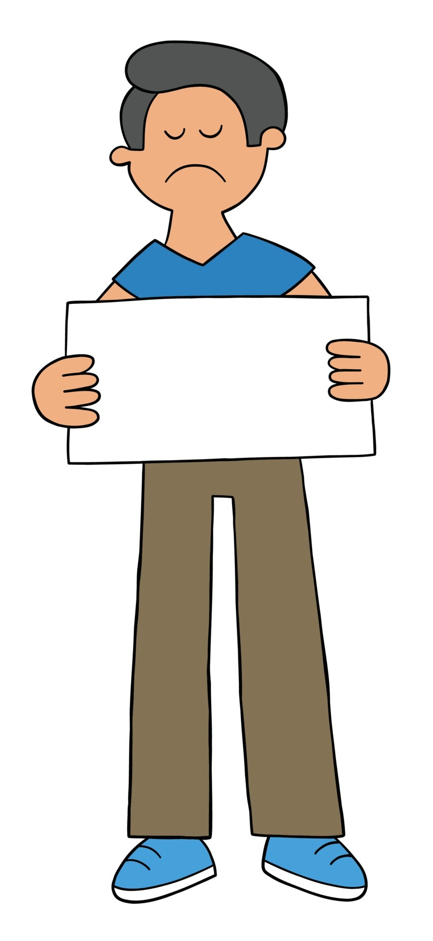 Cartoon unhappy man holding blank sign, vector illustration 3692280 Vector  Art at Vecteezy