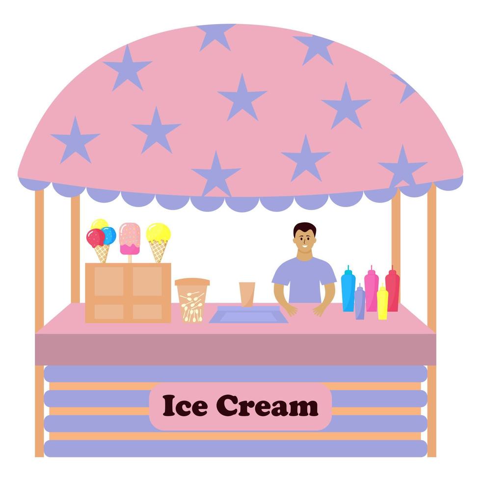 Stall counter with ice cream. vector