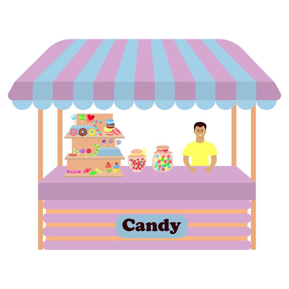 Stall counter with candy vector