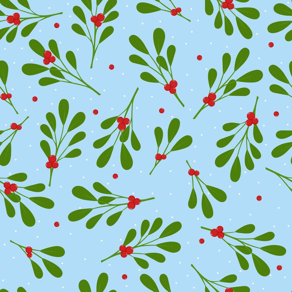 Mistletoe twigs seamless pattern. vector