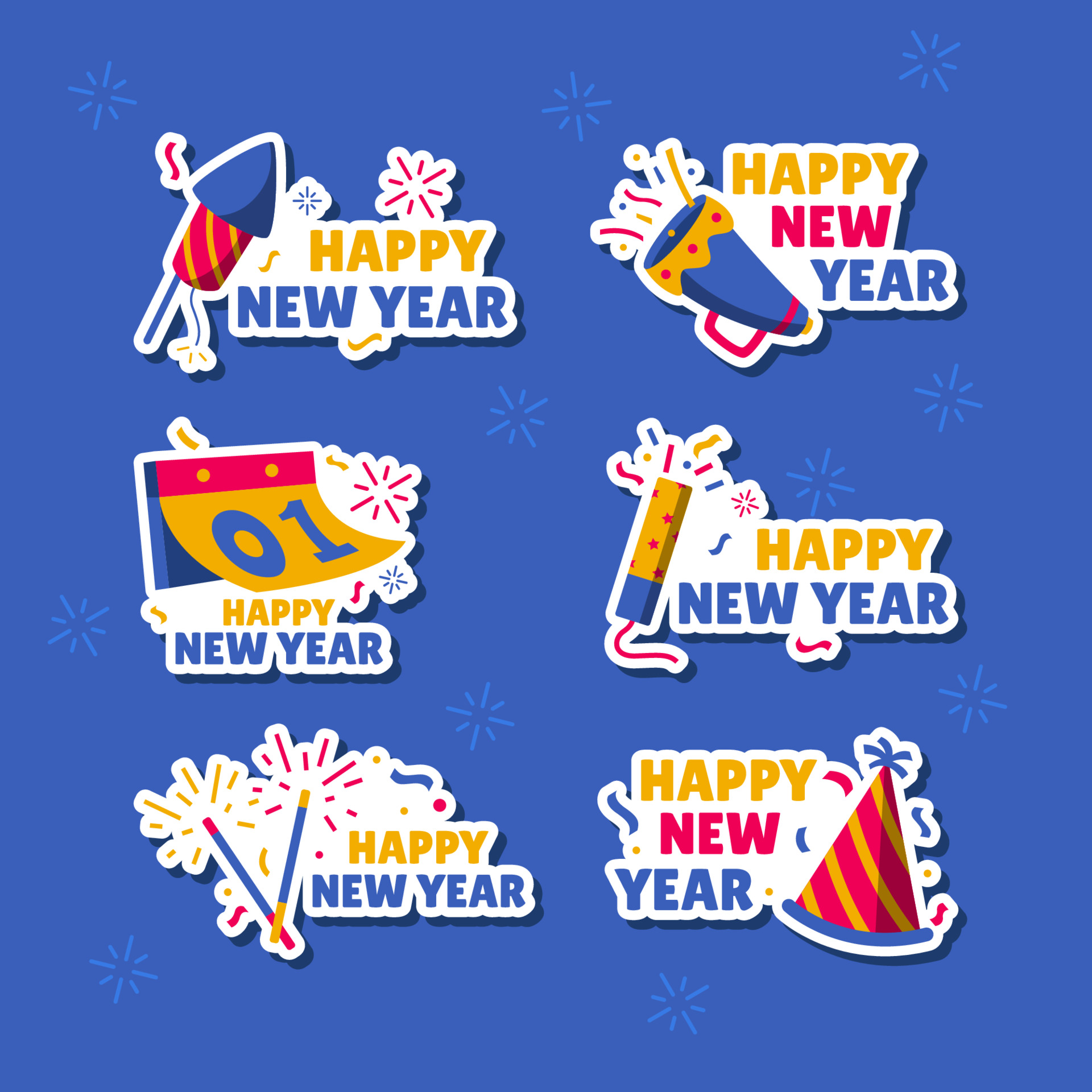 New Year Celebration Sticker Collection 3692332 Vector Art at Vecteezy