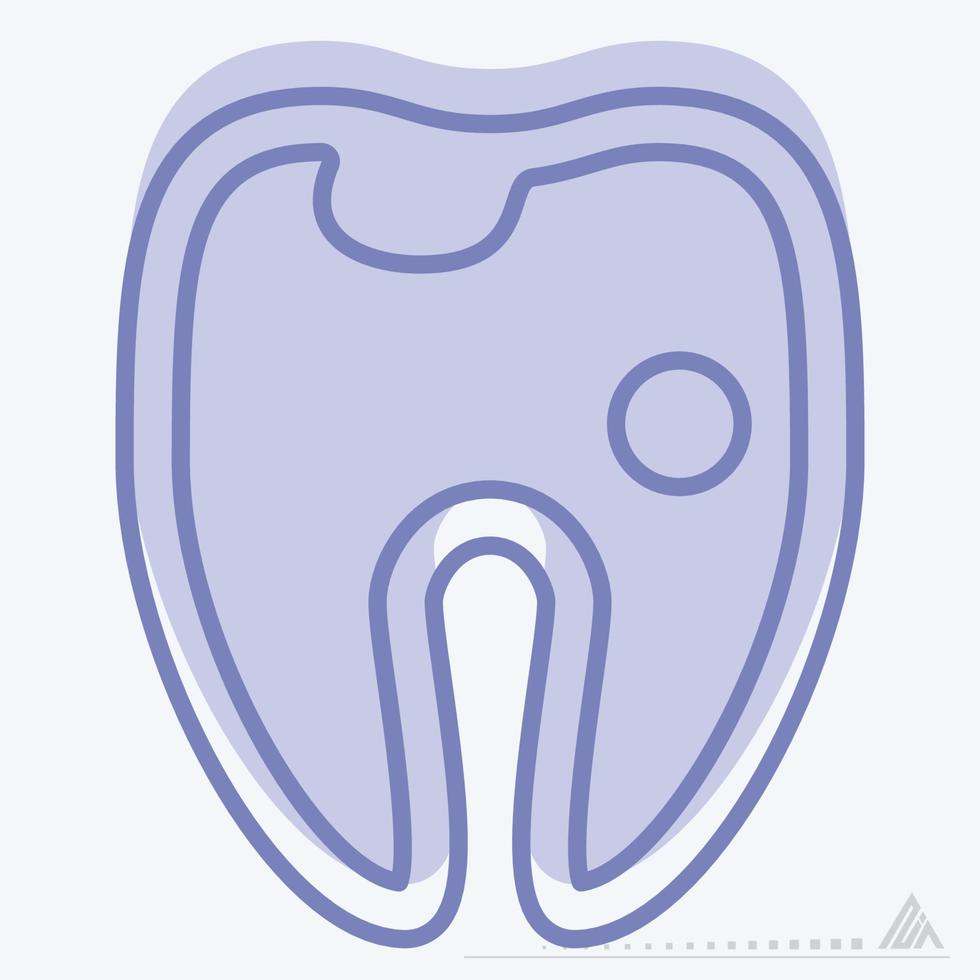 vector icono de diente hueco - estilo de dos tonos