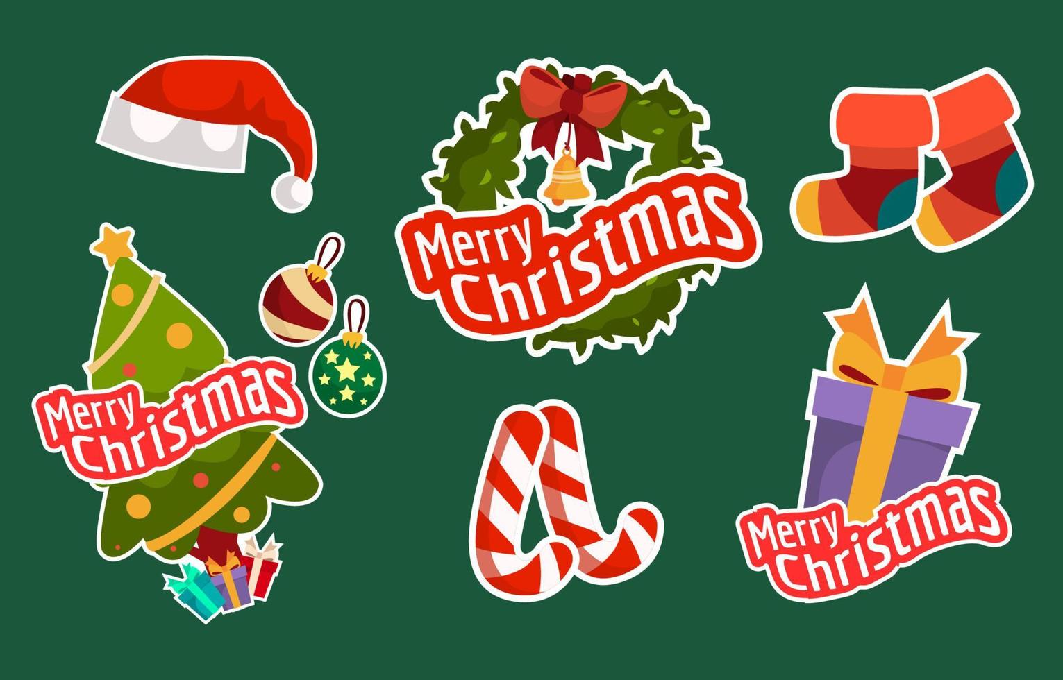 Christmas Items Set Stickers vector