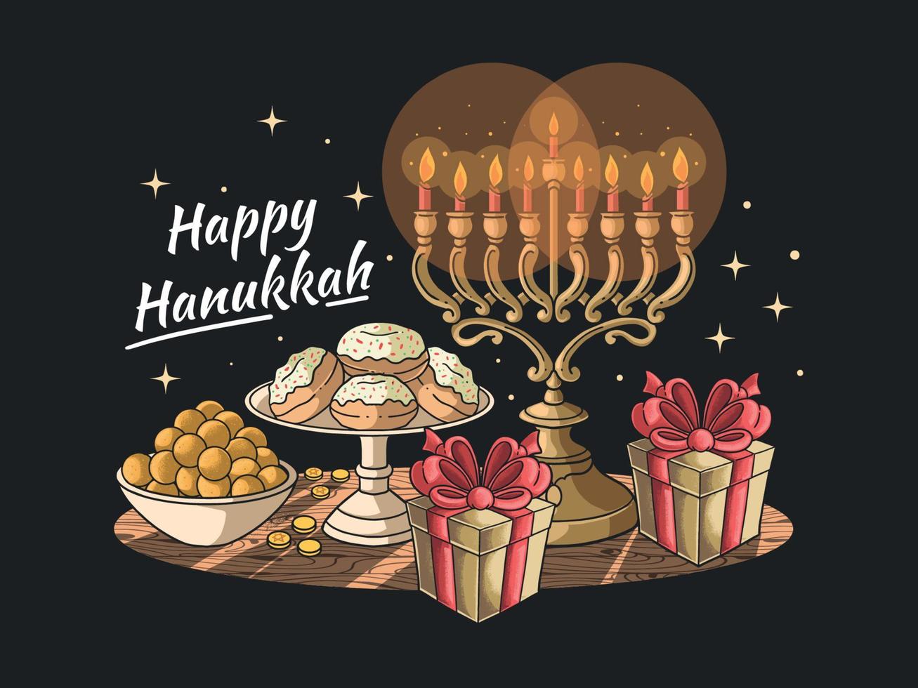 feliz ceremonia de hanukkah vector