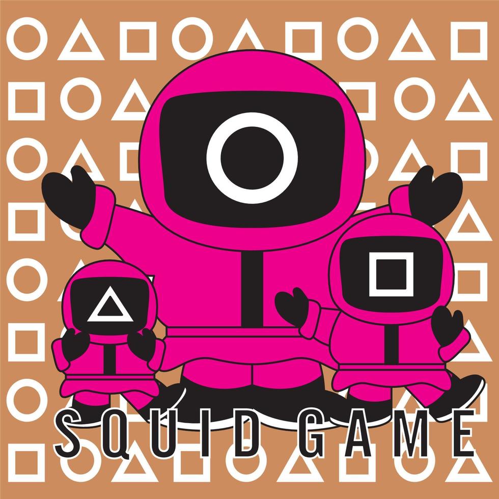 cute squid game cartoon character vector illustration