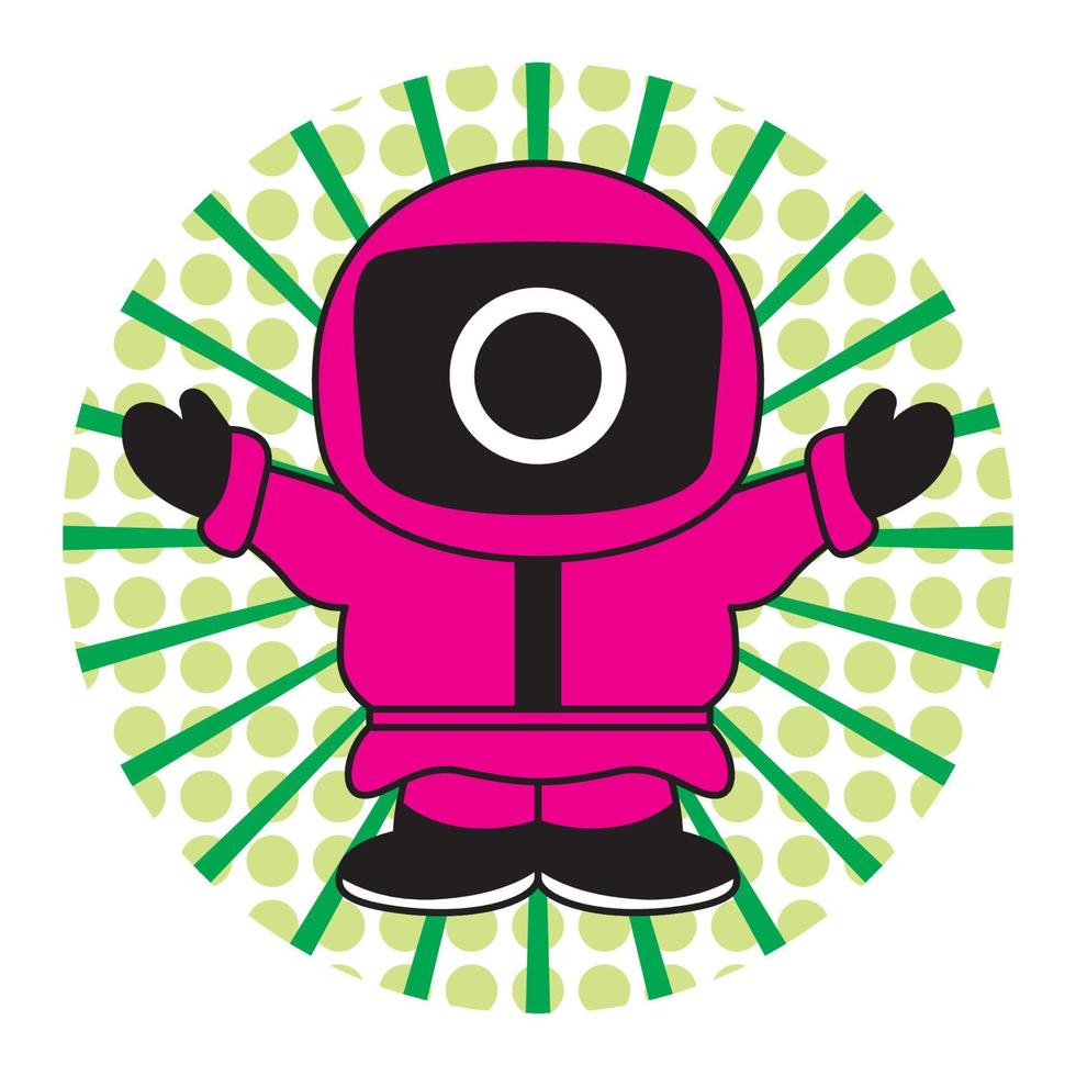 cute squid game cartoon character vector illustration