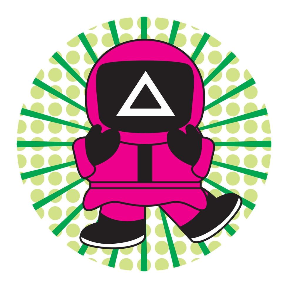 cute squid game cartoon character vector illustration