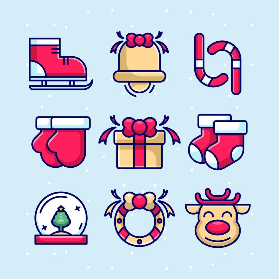 conjunto de iconos de elementos de navidad vector