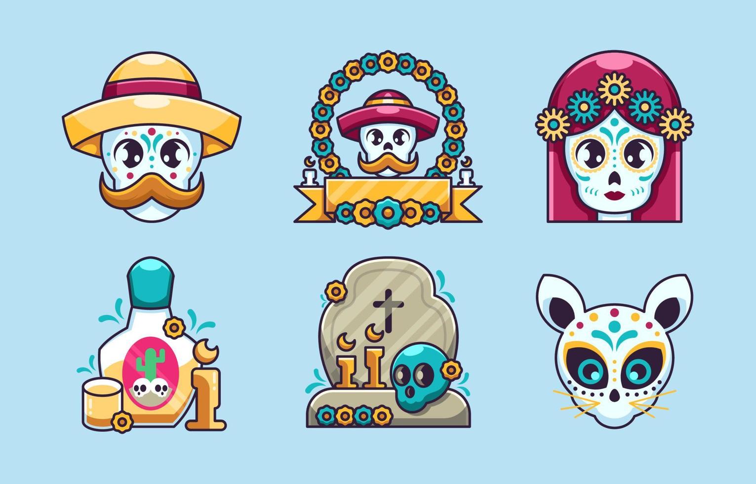 dia de los muertos conjunto de iconos vector