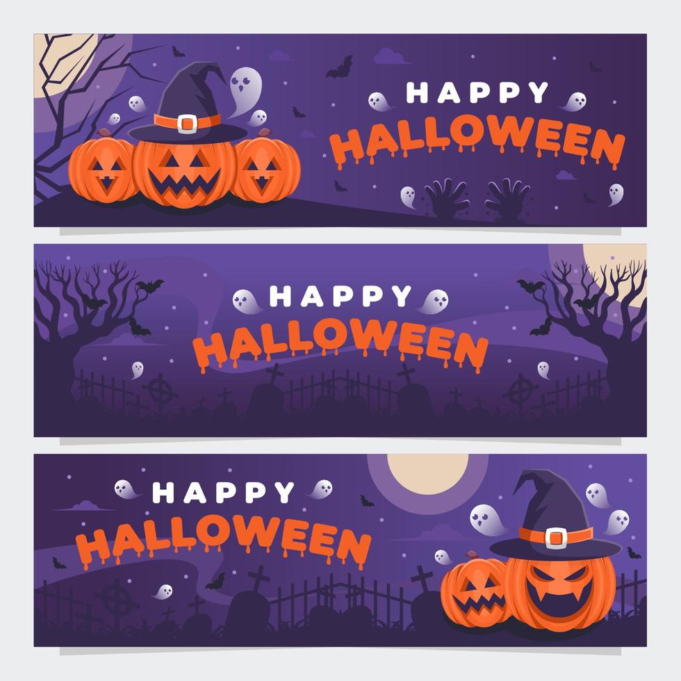 Halloween Festivity Banner Set vector