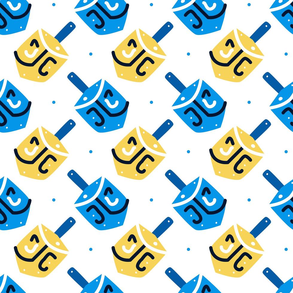 Hanukkah seamless pattern with dreidels. Jewish holiday texture, background. vector