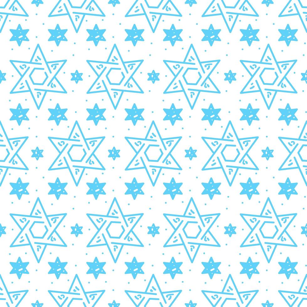 Magen David star seamless. Jewish Israeli symbol pattern for Hanukkah vector