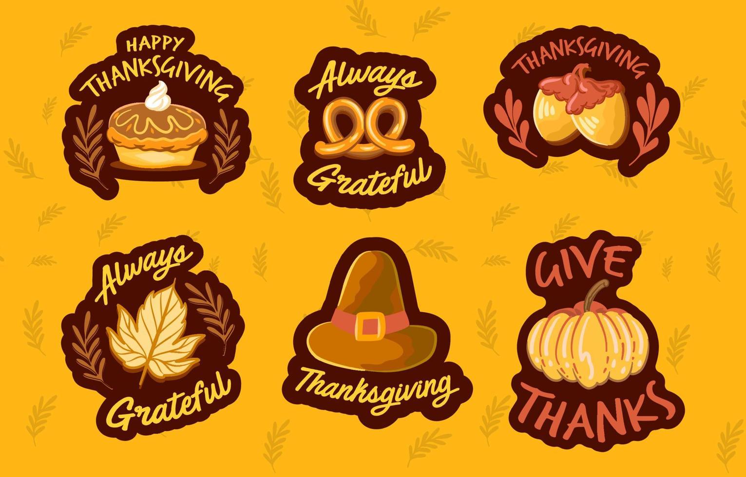 Set of Thanksgiving Sticker Holiday Season vector