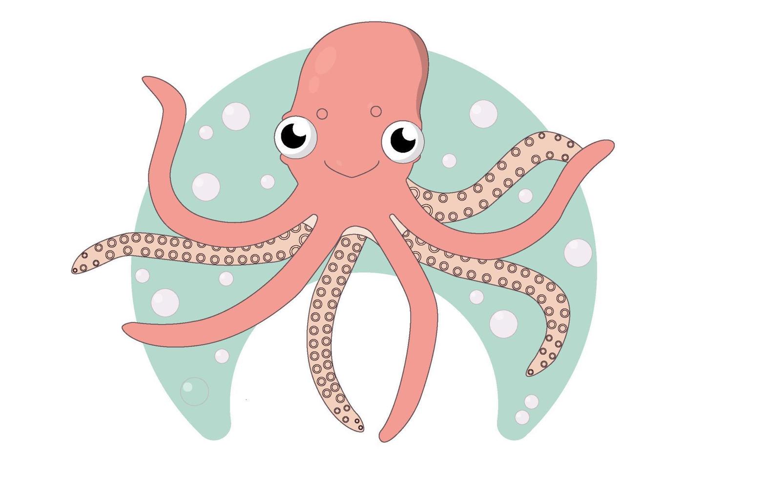 Octopus Cute Underwater Dweller. Vector illustration