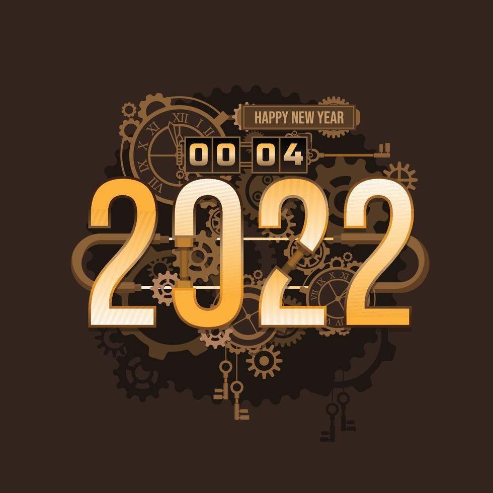 año nuevo cuenta regresiva steampunk vector