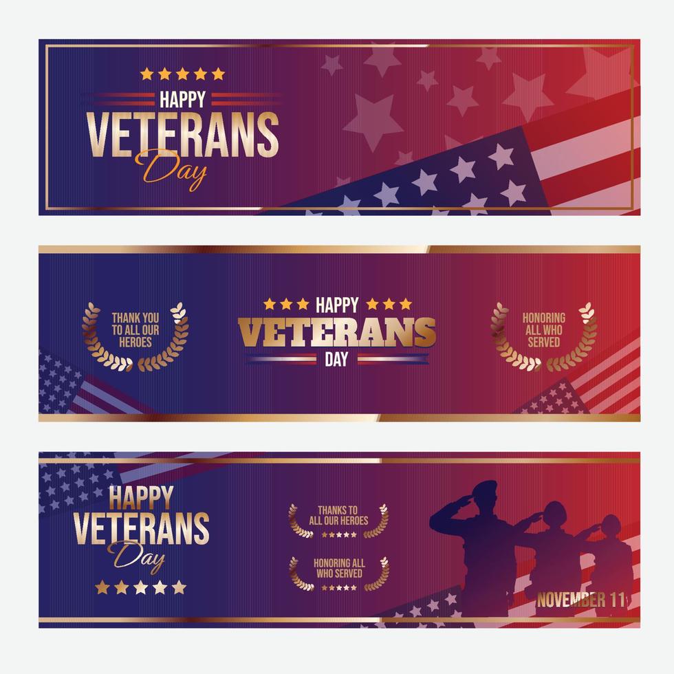 US Veterans Day Banner Set vector