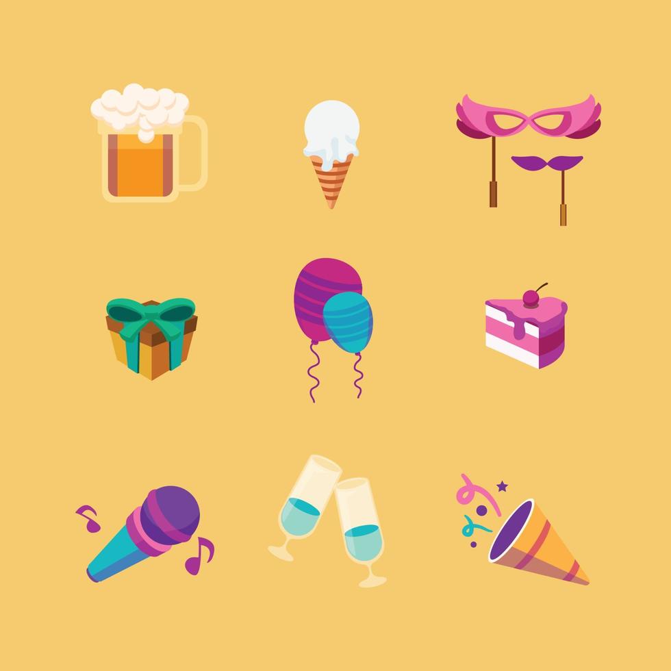 conjunto de iconos de fiesta vector